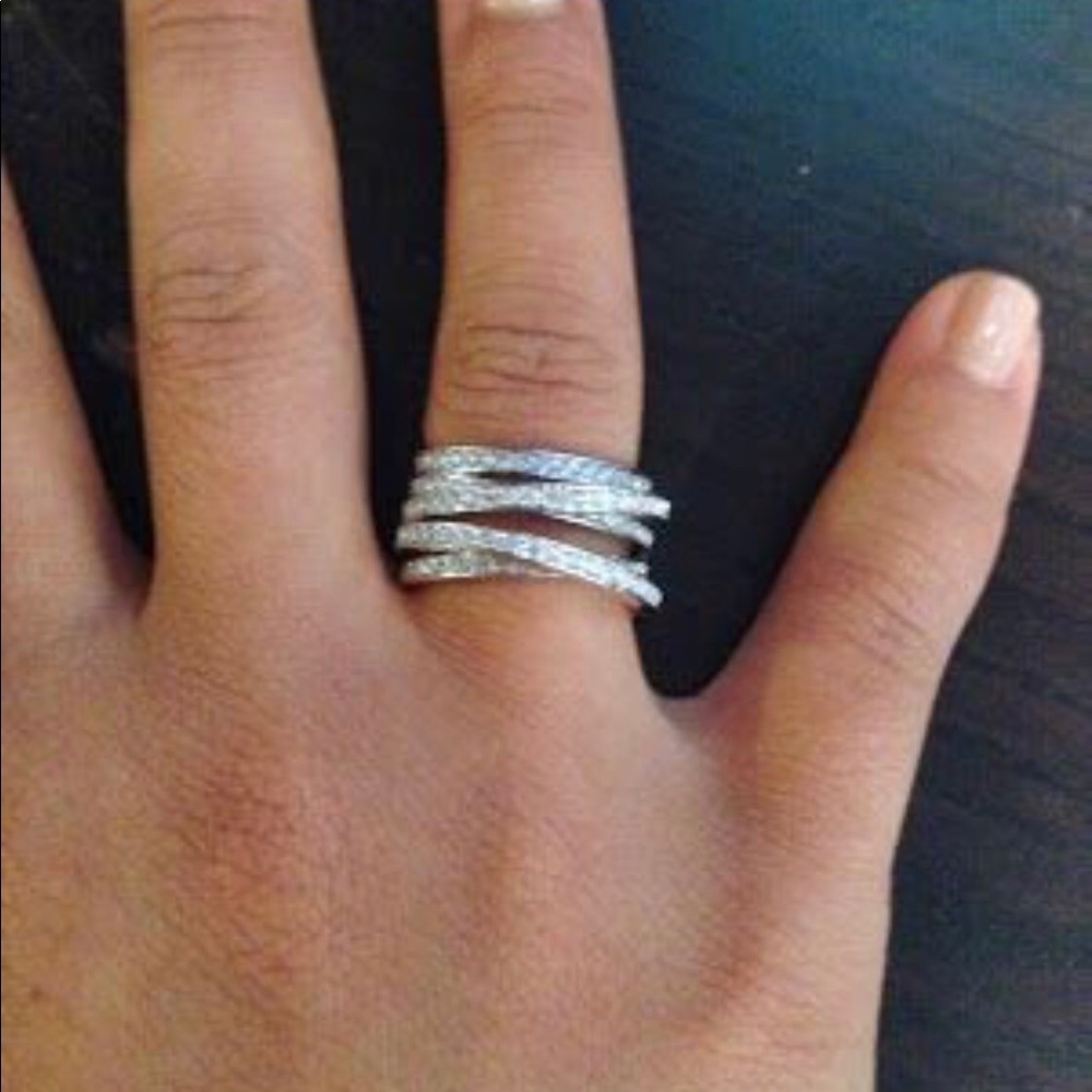 Size 7 Swarovski Crystal Silver Ring